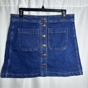 Madewell Women’s Stretch Denim A-Line Skirt Button-Fly Front Pockets Fall sz 10